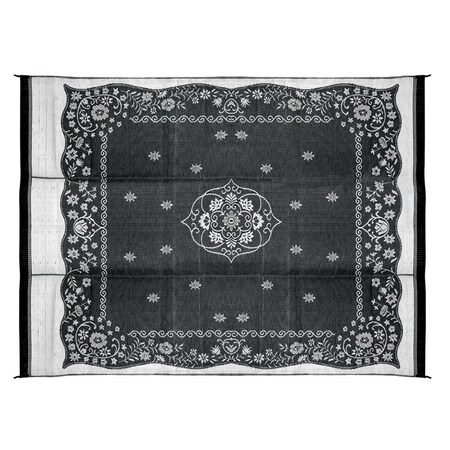 Camco 9 x 12 ft. Reversible Outdoor Mat - Charcoal Oriental CA321515
